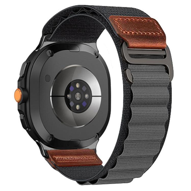 Retro Vegan Leather Label Alpine Nylon Loop Watch Band, For Samsung Galaxy Watch8 / Watch8 Classic