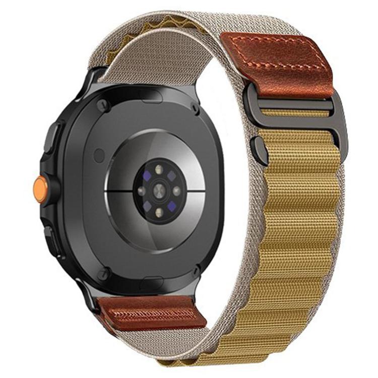 Retro Vegan Leather Label Alpine Nylon Loop Watch Band, For Samsung Galaxy Watch8 / Watch8 Classic
