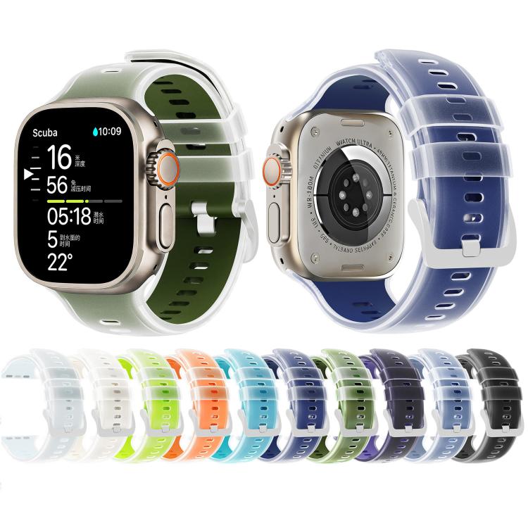 Transparent Jelly Two Color Silicone Watch Band, For Apple Watch 46mm / 49mm / 45mm / 44mm