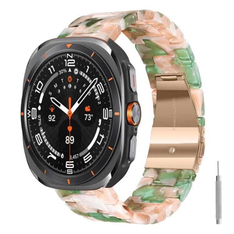 Butterfly Clasp Three Beads Resin Watch Band with Removal Tool, For Galaxy Watch Ultra 47mm / Ultra 2025, For Galaxy Watch8 / Watch8 Classic