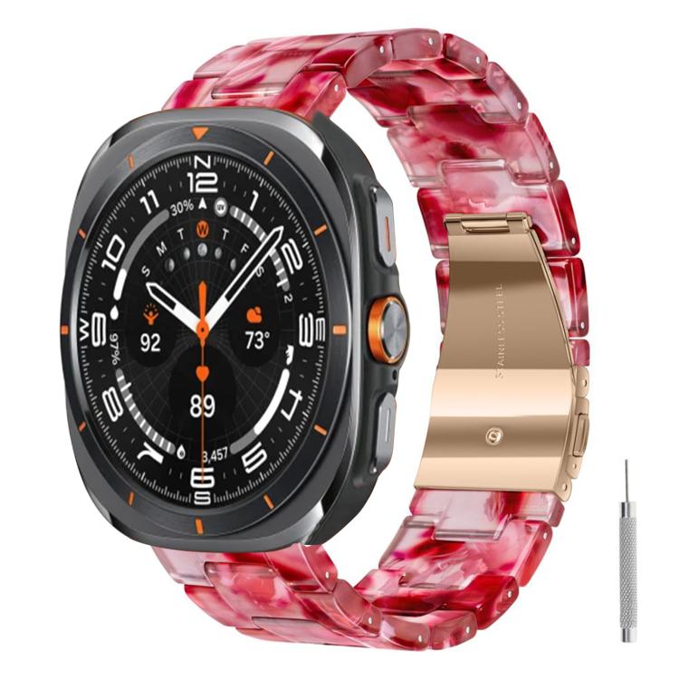 Butterfly Clasp Three Beads Resin Watch Band with Removal Tool, For Galaxy Watch Ultra 47mm / Ultra 2025, For Galaxy Watch8 / Watch8 Classic