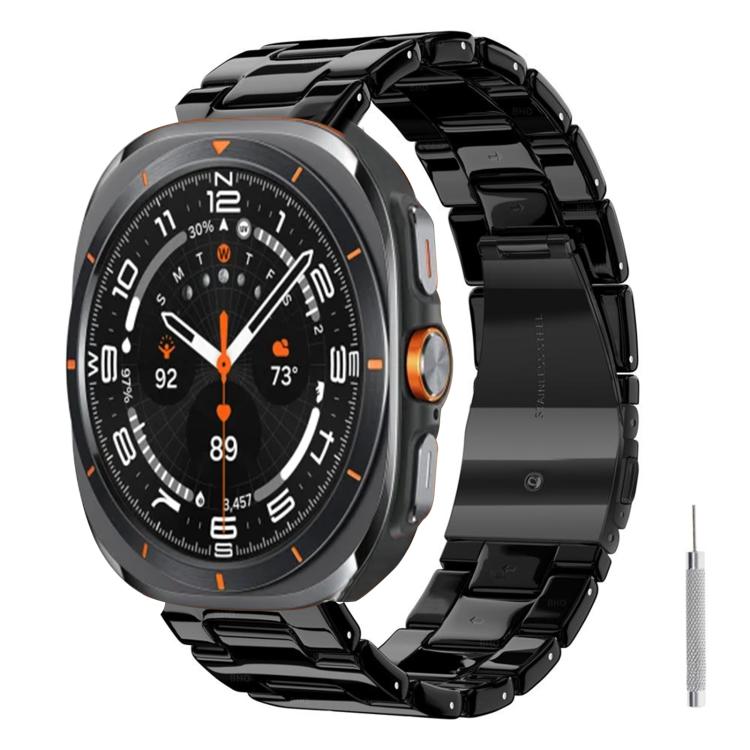 Butterfly Clasp Three Beads Resin Watch Band with Removal Tool, For Galaxy Watch Ultra 47mm / Ultra 2025, For Galaxy Watch8 / Watch8 Classic