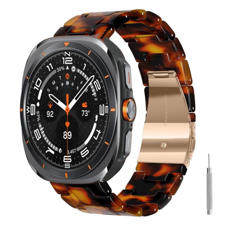 Butterfly Clasp Three Beads Resin Watch Band with Removal Tool, For Galaxy Watch Ultra 47mm / Ultra 2025, For Galaxy Watch8 / Watch8 Classic
