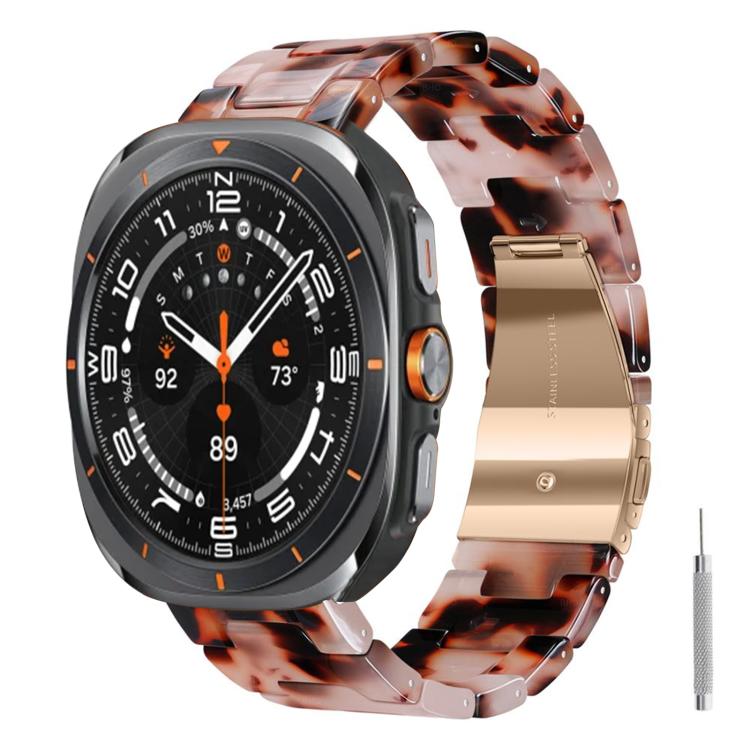 Butterfly Clasp Three Beads Resin Watch Band with Removal Tool, For Galaxy Watch Ultra 47mm / Ultra 2025, For Galaxy Watch8 / Watch8 Classic
