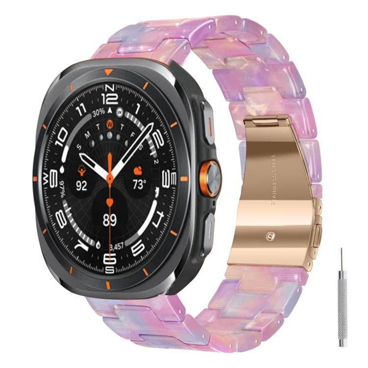 Butterfly Clasp Three Beads Resin Watch Band with Removal Tool, For Galaxy Watch Ultra 47mm / Ultra 2025, For Galaxy Watch8 / Watch8 Classic