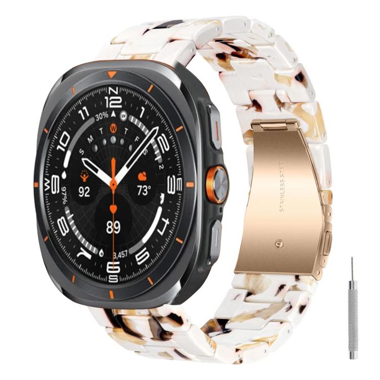 Butterfly Clasp Three Beads Resin Watch Band with Removal Tool, For Galaxy Watch Ultra 47mm / Ultra 2025, For Galaxy Watch8 / Watch8 Classic