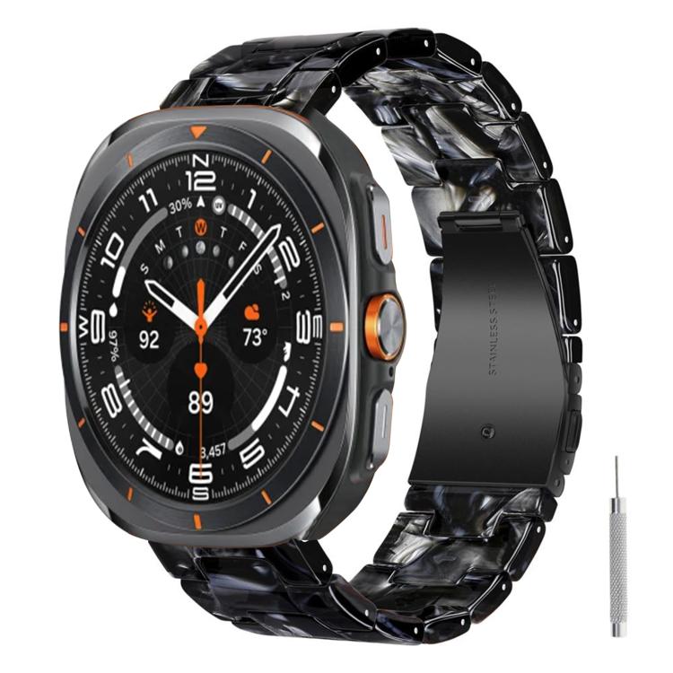 Butterfly Clasp Three Beads Resin Watch Band with Removal Tool, For Galaxy Watch Ultra 47mm / Ultra 2025, For Galaxy Watch8 / Watch8 Classic