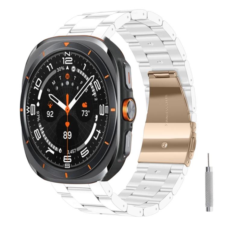 Butterfly Clasp Three Beads Resin Watch Band with Removal Tool, For Galaxy Watch Ultra 47mm / Ultra 2025, For Galaxy Watch8 / Watch8 Classic