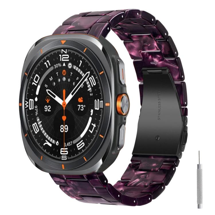 Butterfly Clasp Three Beads Resin Watch Band with Removal Tool, For Galaxy Watch Ultra 47mm / Ultra 2025, For Galaxy Watch8 / Watch8 Classic