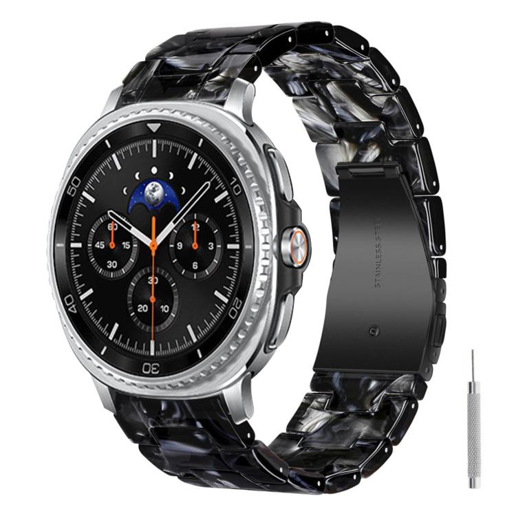 Butterfly Clasp Three Beads Resin Watch Band with Removal Tool, For Galaxy Watch Ultra 47mm / Ultra 2025, For Galaxy Watch8 / Watch8 Classic