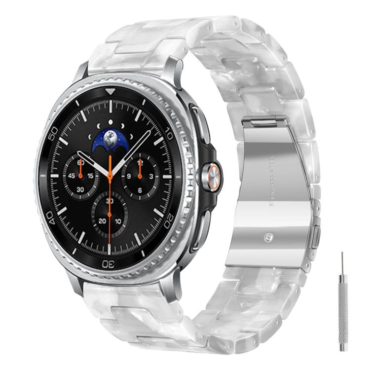 Butterfly Clasp Three Beads Resin Watch Band with Removal Tool, For Galaxy Watch Ultra 47mm / Ultra 2025, For Galaxy Watch8 / Watch8 Classic