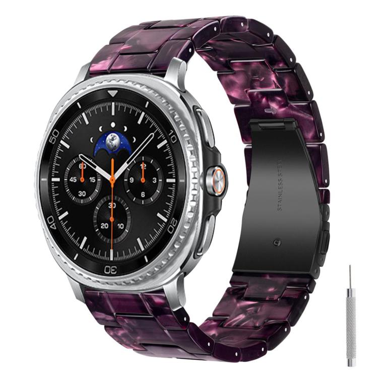 Butterfly Clasp Three Beads Resin Watch Band with Removal Tool, For Galaxy Watch Ultra 47mm / Ultra 2025, For Galaxy Watch8 / Watch8 Classic