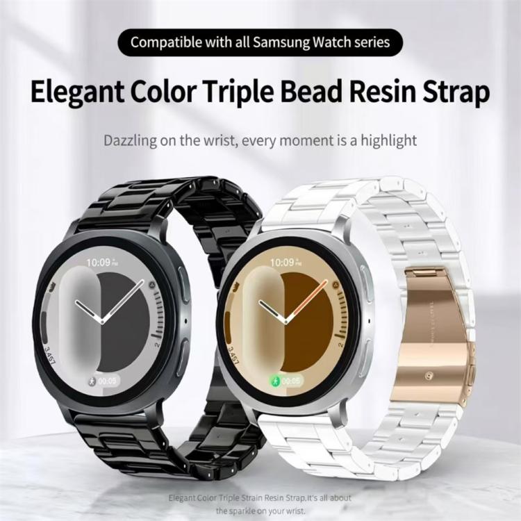 Butterfly Clasp Three Beads Resin Watch Band with Removal Tool, For Galaxy Watch Ultra 47mm / Ultra 2025, For Galaxy Watch8 / Watch8 Classic