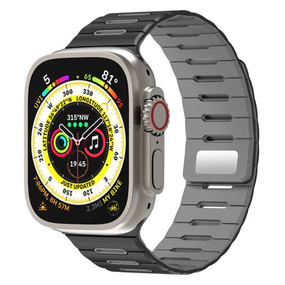 Horizontal Stripes Two Color Magnetic Silicone Watch Band, For Apple Watch 46mm / 49mm / 45mm / 44mm