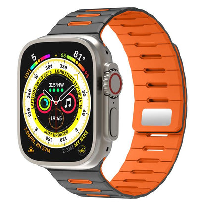 Horizontal Stripes Two Color Magnetic Silicone Watch Band, For Apple Watch 46mm / 49mm / 45mm / 44mm