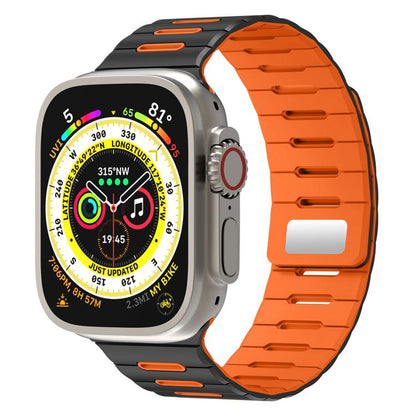 Horizontal Stripes Two Color Magnetic Silicone Watch Band, For Apple Watch 46mm / 49mm / 45mm / 44mm