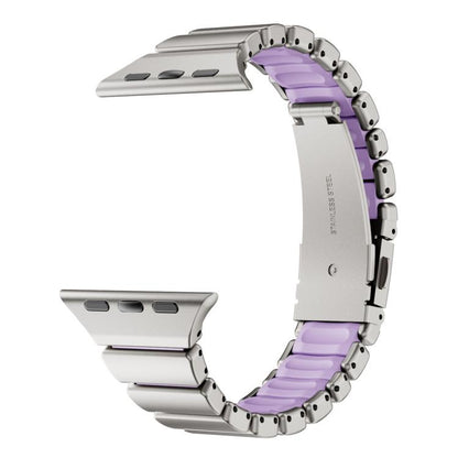 One Bead Waist Stainless Steel Folding Clasp Silicone Magnetic Watch Band, For Apple Watch 42mm / 41mm / 40mm / 38mm