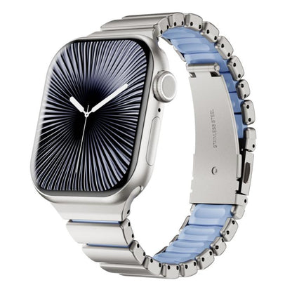One Bead Waist Stainless Steel Folding Clasp Silicone Magnetic Watch Band, For Apple Watch 42mm / 41mm / 40mm / 38mm