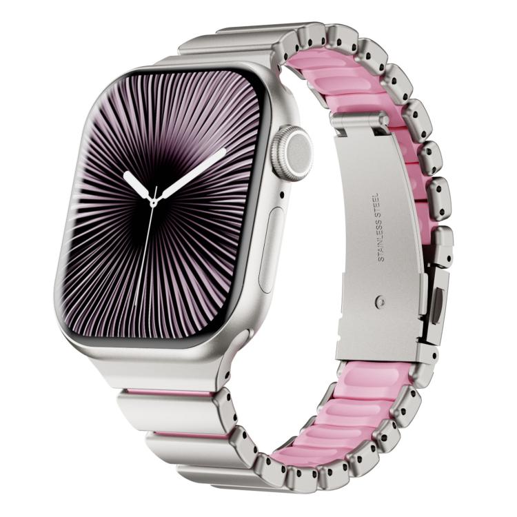 One Bead Waist Stainless Steel Folding Clasp Silicone Magnetic Watch Band, For Apple Watch 42mm / 41mm / 40mm / 38mm