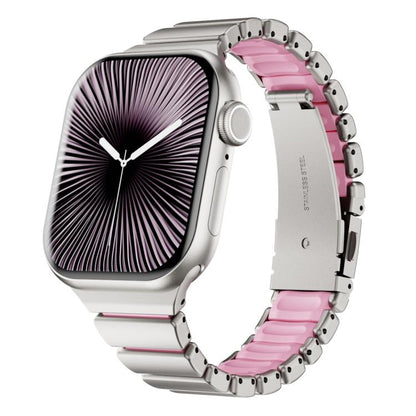 One Bead Waist Stainless Steel Folding Clasp Silicone Magnetic Watch Band, For Apple Watch 42mm / 41mm / 40mm / 38mm