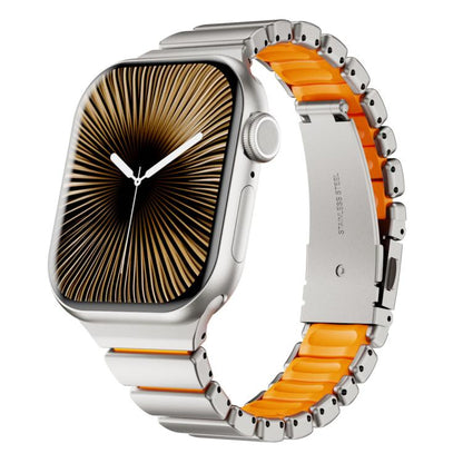 One Bead Waist Stainless Steel Folding Clasp Silicone Magnetic Watch Band, For Apple Watch 42mm / 41mm / 40mm / 38mm