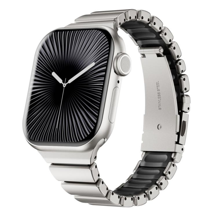 One Bead Waist Stainless Steel Folding Clasp Silicone Magnetic Watch Band, For Apple Watch 42mm / 41mm / 40mm / 38mm