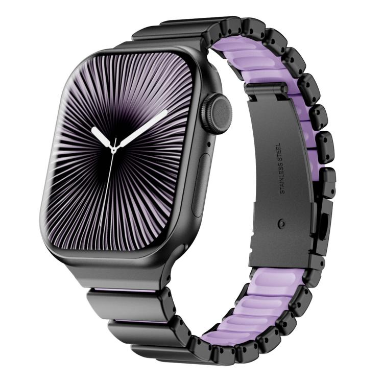 One Bead Waist Stainless Steel Folding Clasp Silicone Magnetic Watch Band, For Apple Watch 42mm / 41mm / 40mm / 38mm