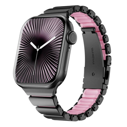 One Bead Waist Stainless Steel Folding Clasp Silicone Magnetic Watch Band, For Apple Watch 42mm / 41mm / 40mm / 38mm