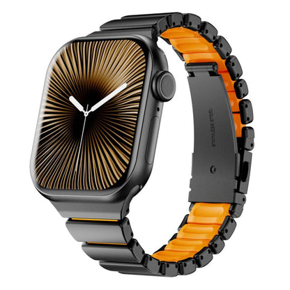 One Bead Waist Stainless Steel Folding Clasp Silicone Magnetic Watch Band, For Apple Watch 42mm / 41mm / 40mm / 38mm