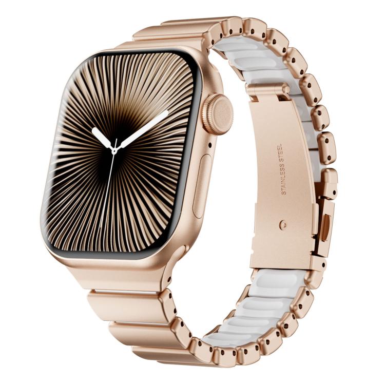 One Bead Waist Stainless Steel Folding Clasp Silicone Magnetic Watch Band, For Apple Watch 42mm / 41mm / 40mm / 38mm