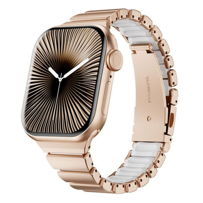 One Bead Waist Stainless Steel Folding Clasp Silicone Magnetic Watch Band, For Apple Watch 42mm / 41mm / 40mm / 38mm