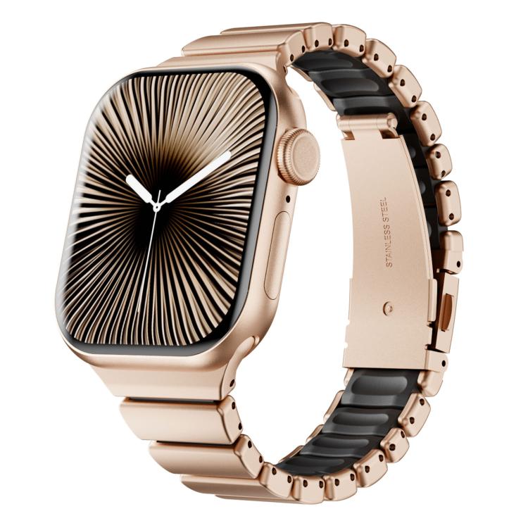 One Bead Waist Stainless Steel Folding Clasp Silicone Magnetic Watch Band, For Apple Watch 42mm / 41mm / 40mm / 38mm