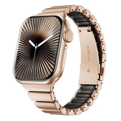 One Bead Waist Stainless Steel Folding Clasp Silicone Magnetic Watch Band, For Apple Watch 42mm / 41mm / 40mm / 38mm