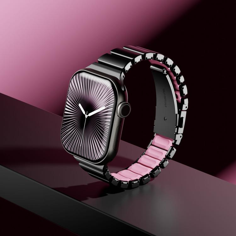 One Bead Waist Stainless Steel Folding Clasp Silicone Magnetic Watch Band, For Apple Watch 42mm / 41mm / 40mm / 38mm