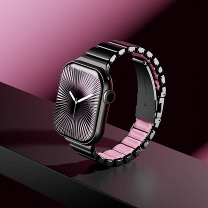 One Bead Waist Stainless Steel Folding Clasp Silicone Magnetic Watch Band, For Apple Watch 42mm / 41mm / 40mm / 38mm