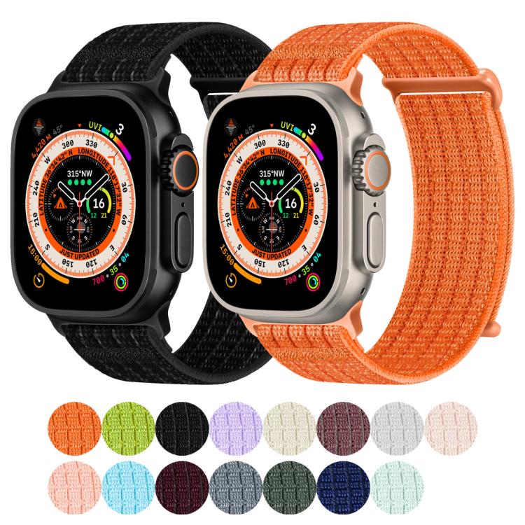Two Section Nylon Woven Breathable Hook And Loop Fastener Watch Band, For Apple Watch 46mm / 49mm / 45mm / 44mm, For Apple Watch 42mm / 41mm / 40mm / 38mm