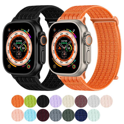 Two Section Nylon Woven Breathable Hook And Loop Fastener Watch Band, For Apple Watch 46mm / 49mm / 45mm / 44mm, For Apple Watch 42mm / 41mm / 40mm / 38mm