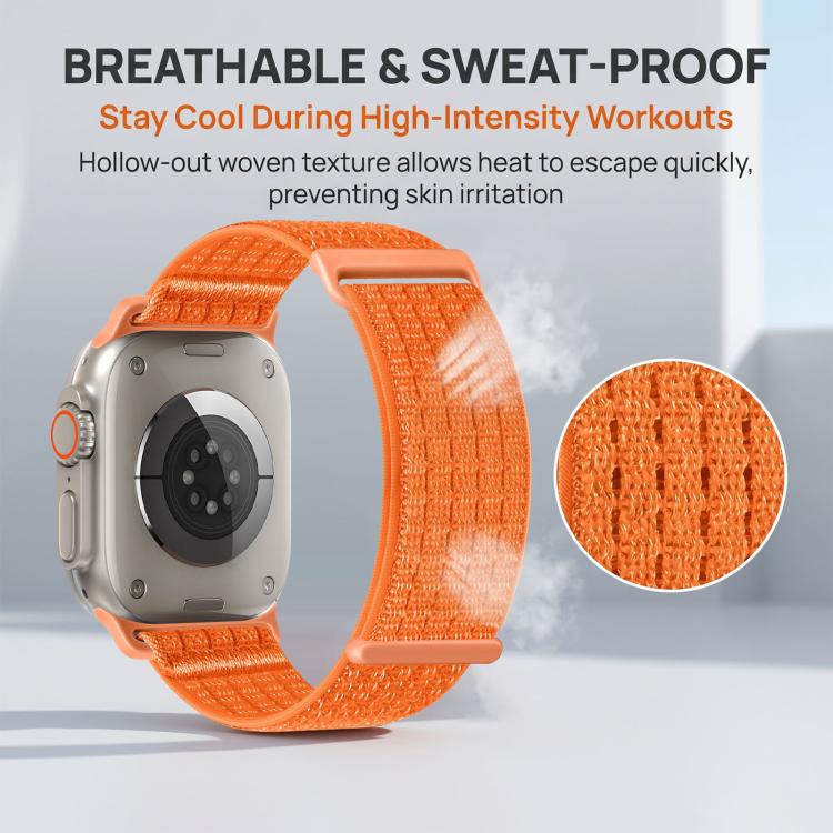 Two Section Nylon Woven Breathable Hook And Loop Fastener Watch Band, For Apple Watch 46mm / 49mm / 45mm / 44mm, For Apple Watch 42mm / 41mm / 40mm / 38mm