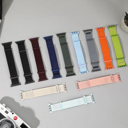 Two Section Nylon Woven Breathable Hook And Loop Fastener Watch Band, For Apple Watch 46mm / 49mm / 45mm / 44mm, For Apple Watch 42mm / 41mm / 40mm / 38mm