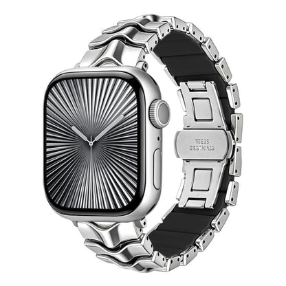 Arc Shadow Metal Hybrid Silicone Watch Band, For Apple Watch 46mm / 49mm / 45mm / 44mm, For Apple Watch 42mm / 41mm / 40mm / 38mm