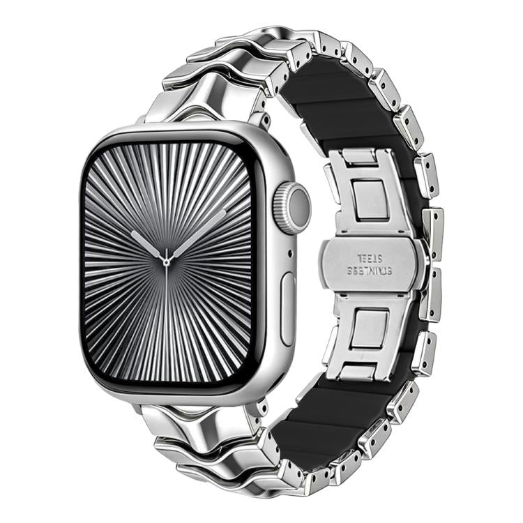Arc Shadow Metal Hybrid Silicone Watch Band, For Apple Watch 46mm / 49mm / 45mm / 44mm, For Apple Watch 42mm / 41mm / 40mm / 38mm
