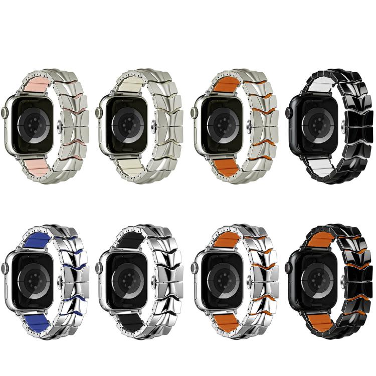 Arc Shadow Metal Hybrid Silicone Watch Band, For Apple Watch 46mm / 49mm / 45mm / 44mm, For Apple Watch 42mm / 41mm / 40mm / 38mm