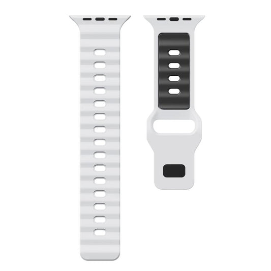 Wave Texture Reverse Buckle Two Color Silicone Watch Band, For Apple Watch 46mm / 49mm / 45mm / 44mm