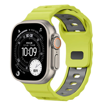 Wave Texture Reverse Buckle Two Color Silicone Watch Band, For Apple Watch 46mm / 49mm / 45mm / 44mm