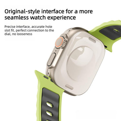 Wave Texture Reverse Buckle Two Color Silicone Watch Band, For Apple Watch 46mm / 49mm / 45mm / 44mm