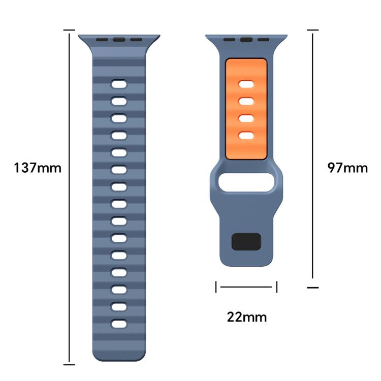 Wave Texture Reverse Buckle Two Color Silicone Watch Band, For Apple Watch 46mm / 49mm / 45mm / 44mm