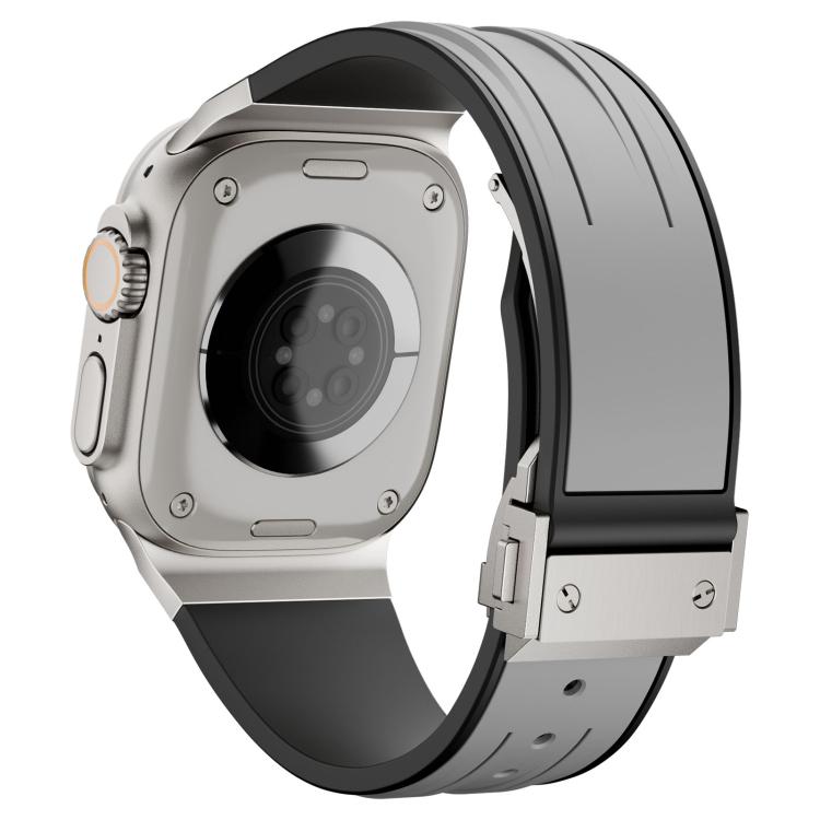 I-shaped Nail Folding Buckle Two Color Silicone Watch Band, For Apple Watch 46mm / 49mm / 45mm / 44mm