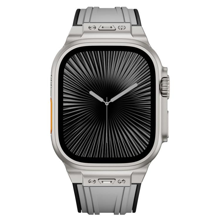 I-shaped Nail Folding Buckle Two Color Silicone Watch Band, For Apple Watch 46mm / 49mm / 45mm / 44mm