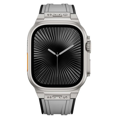 I-shaped Nail Folding Buckle Two Color Silicone Watch Band, For Apple Watch 46mm / 49mm / 45mm / 44mm