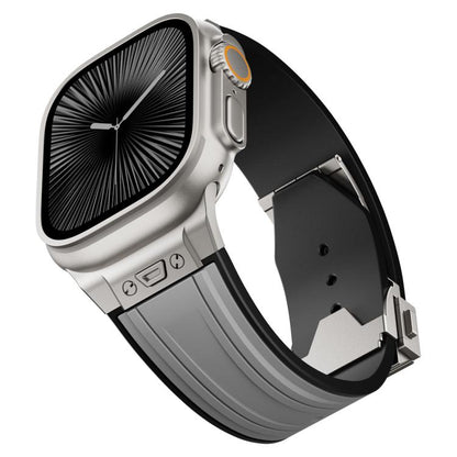 I-shaped Nail Folding Buckle Two Color Silicone Watch Band, For Apple Watch 46mm / 49mm / 45mm / 44mm